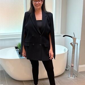 Black Double-Breasted Cape Blazer- Perfect New Years Eve Outfit!